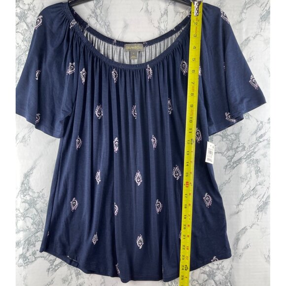 Style & Co. Small Shirring Top Blue Paisley Design Rayon & Spandex Blend - Picture 3 of 8